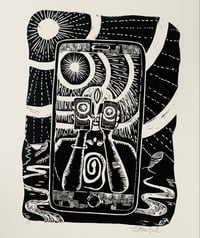 Image 2 of iMoon ~ original Lino print