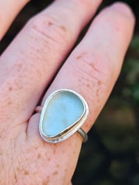 Image 6 of Pale Aqua blue teardrop Cornish Seaglass Ring - Adjustable size