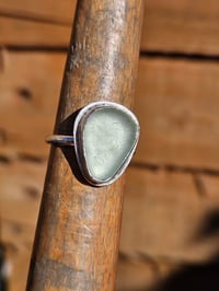Image 9 of Pale Aqua blue teardrop Cornish Seaglass Ring - Adjustable size