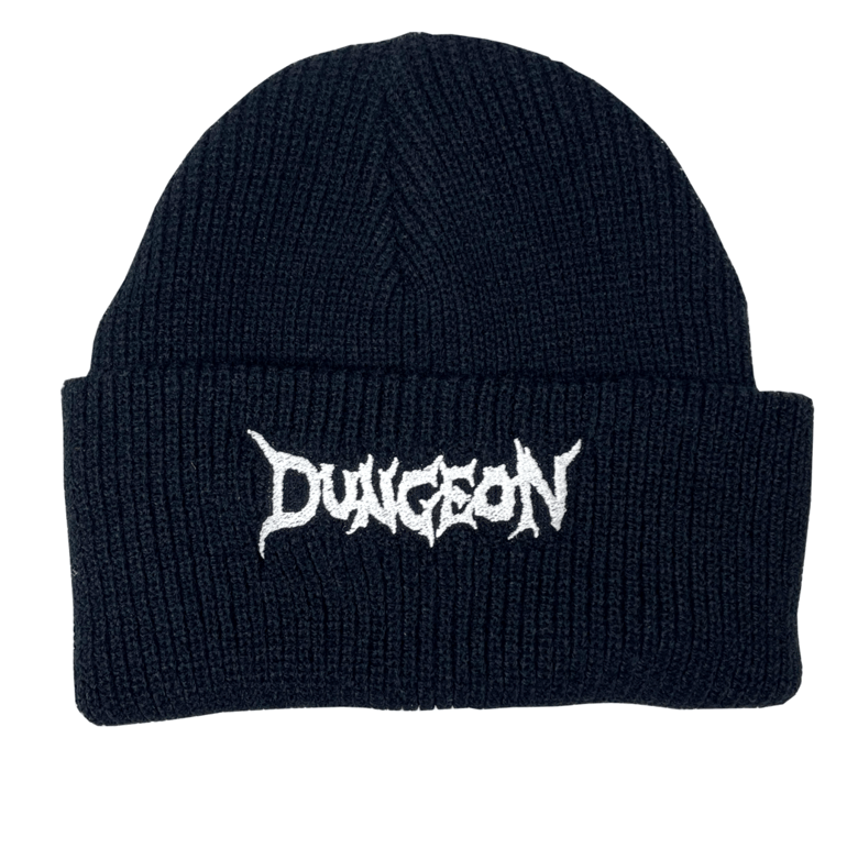 Image of DUNGEON LOGO BEANIE - BLACK / GLOW IN THE DARK 