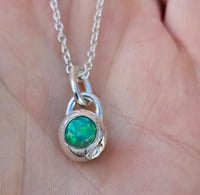 Image 1 of Silver Nugget Necklace  - with Green Opal 