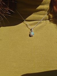 Image 2 of Silver Nugget Necklace  - with Green Opal 