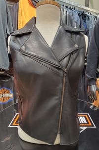 Image 1 of HD Women's Black Leather Vest