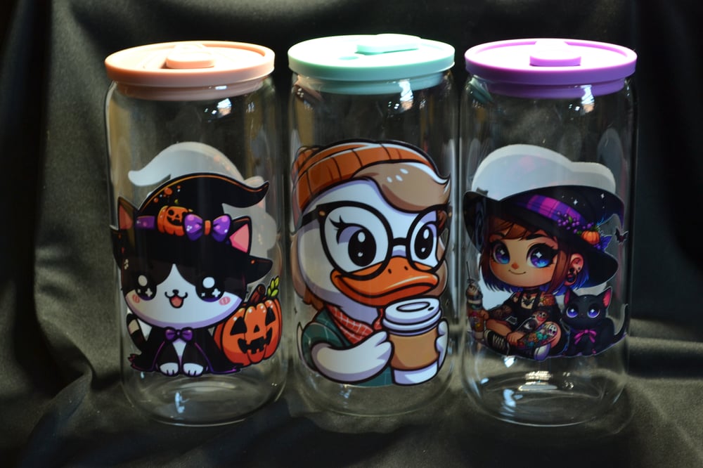 Image of Set of Halloween and Fall Themed Beer Glass Mugs