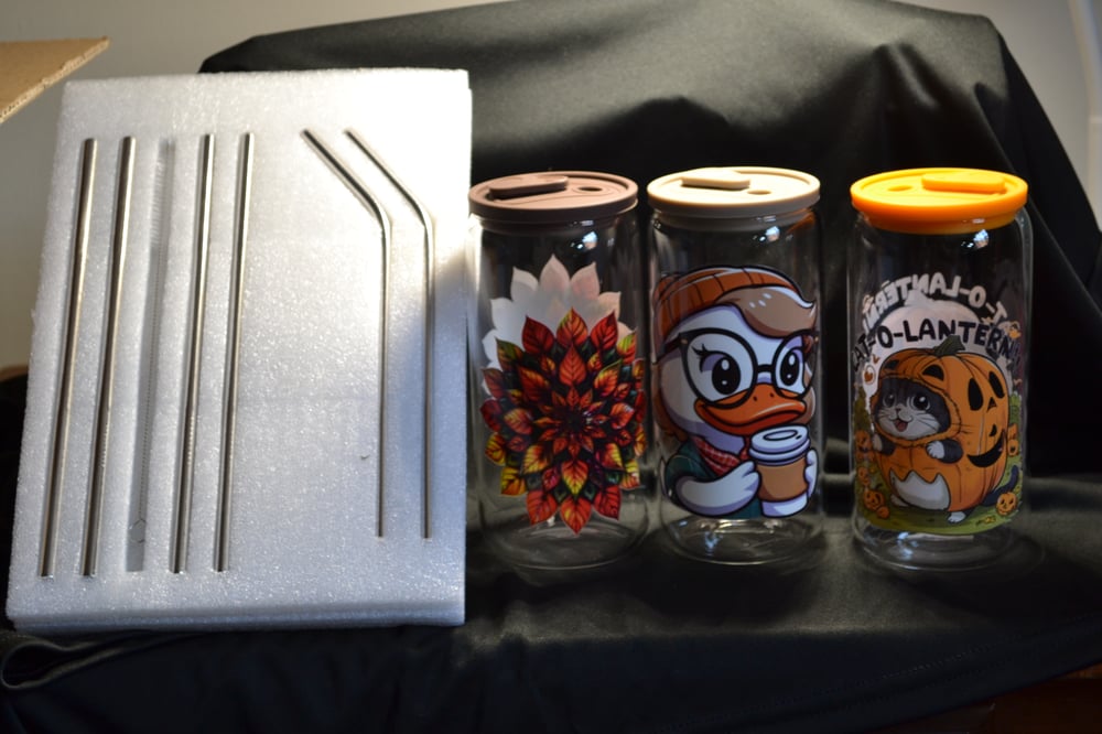 Image of Set of Halloween and Fall Themed Beer Glass Mugs