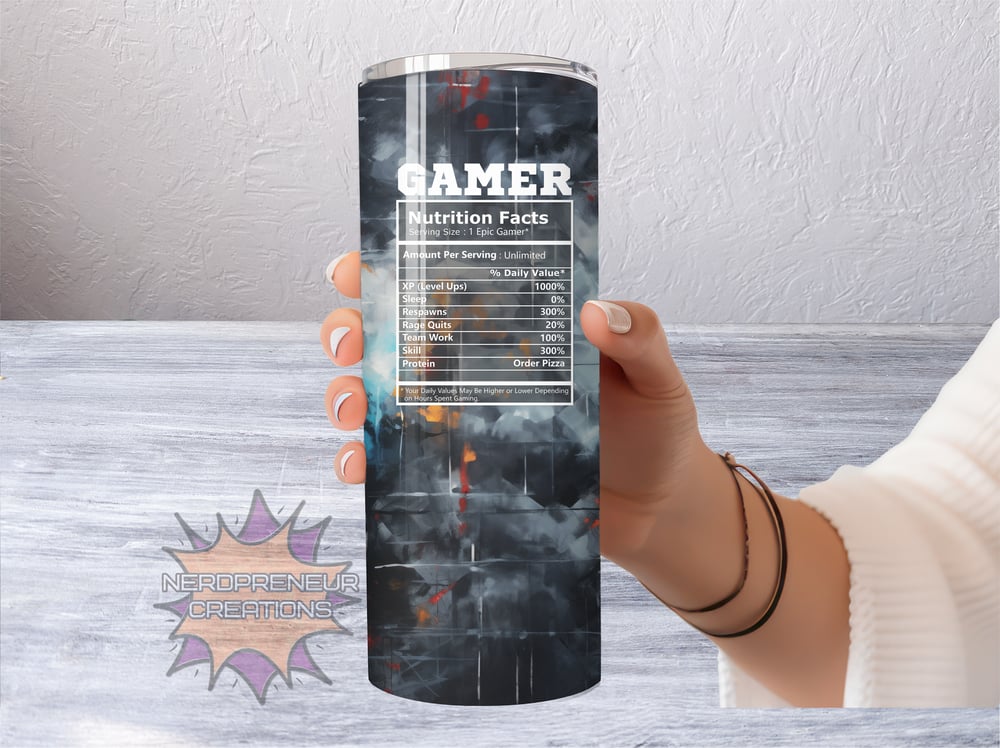 Image of 20 oz Skinny Tumbler – Gamer Facts