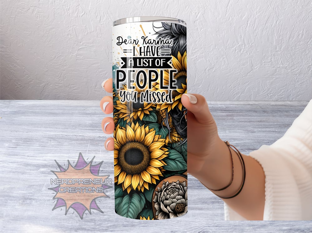 Image of 20 oz Skinny Tumbler – Dear Karma