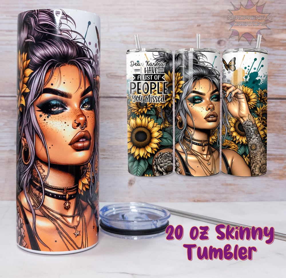 Image of 20 oz Skinny Tumbler – Dear Karma
