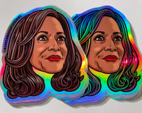 Image 3 of Vice-President Kamala Harris Face Holo Sticker