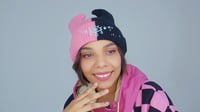 Image 4 of Black and Pink Horned Beanie