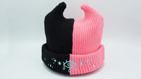 Image 5 of Black and Pink Horned Beanie