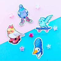 Image 2 of Bird earrings + stickers