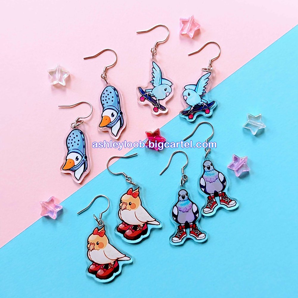 Bird earrings + stickers