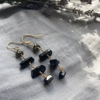 Image 1 of Golden Pyrite Black Tourmaline Natural Gemstone 14k Gold Fill Earrings