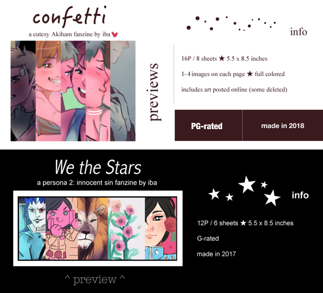 [Persona | zines] Confetti and We the Stars