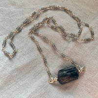 Image 1 of Black Tourmaline Gray Moonstone Simple Sterling Silver Handmade Chain