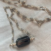 Image 3 of Black Tourmaline Gray Moonstone Simple Sterling Silver Handmade Chain