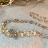 Image 3 of Yellow Citrine Gray Moonstone Natural Gemstone Sterling Silver Necklace