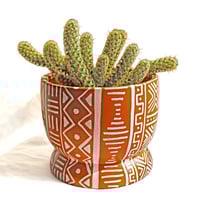 Image 1 of 6-inch Terracotta Bogolanfini Plant Pot