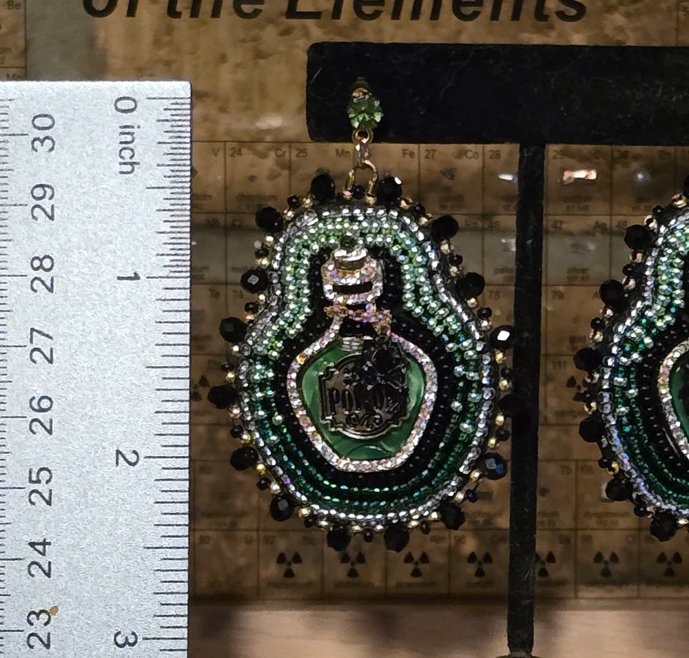 Image of Pretty Poison Beaded Poison Bottle Bling Earrings