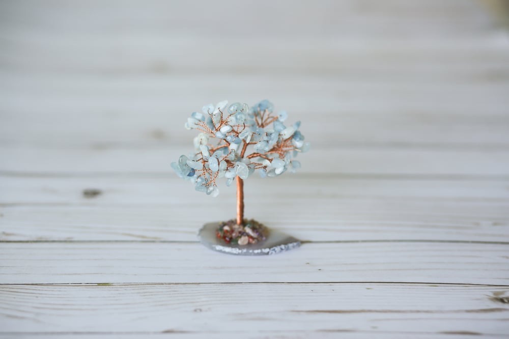 Image of Copper wire wrapped crystal tree - blue angelite