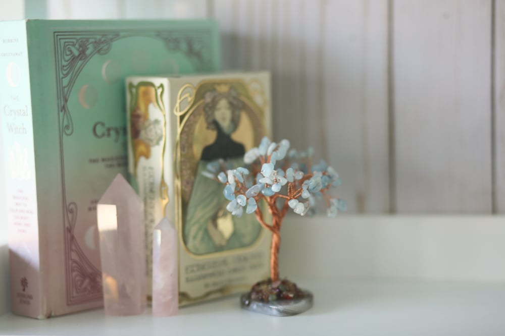 Image of Copper wire wrapped crystal tree - blue angelite