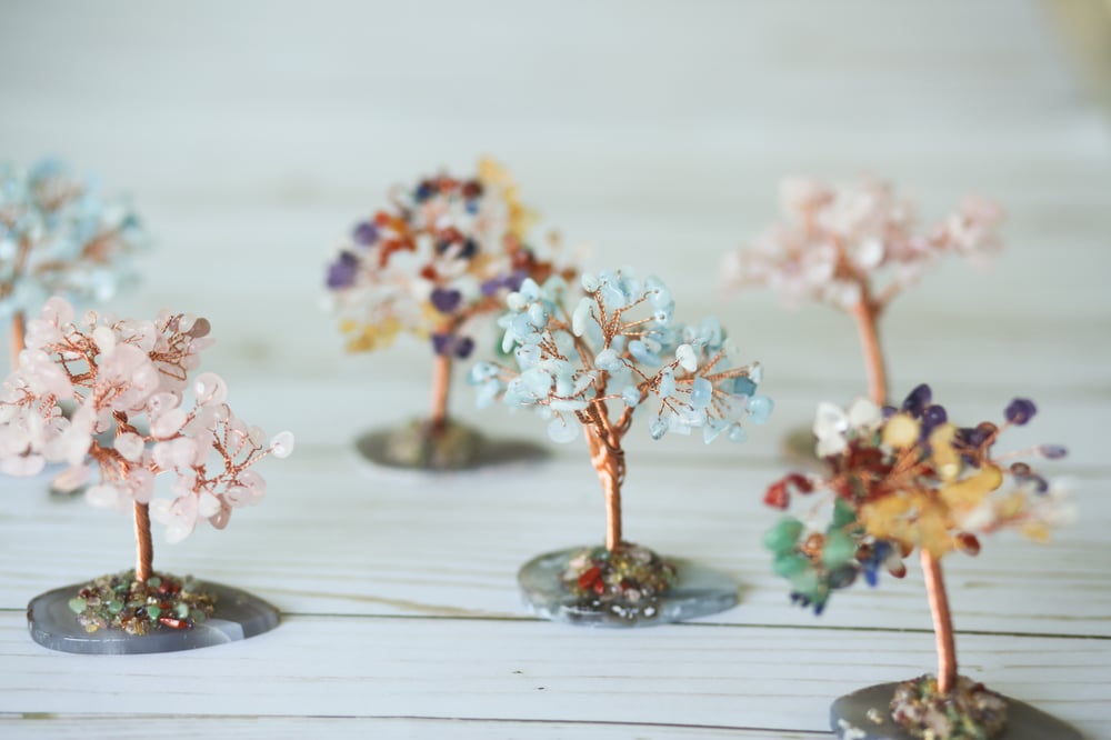 Image of Copper wire wrapped crystal tree - rose quartz