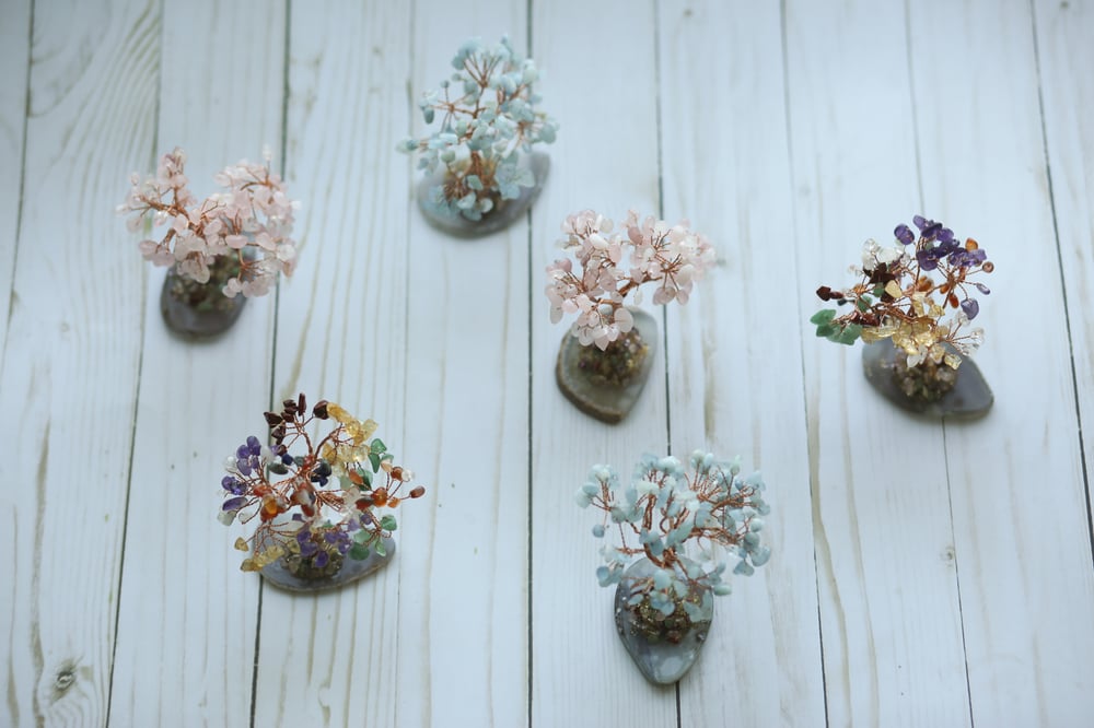 Image of Copper wire wrapped crystal tree - rose quartz