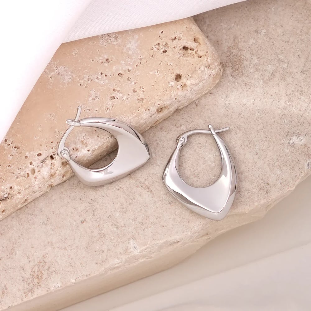 Image of Oblong hoop earrings 925 silver