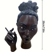 Image 2 of Black Lady with eyes open 2 smoking a cigarette backflow Incense Burner