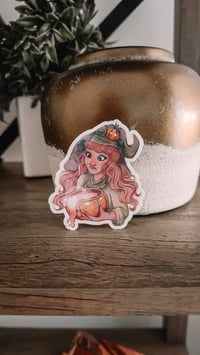 Image 2 of Pink Pumpkin Halloween Witch Holographic Broken Glass Sticker