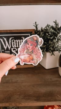 Image 1 of Pink Pumpkin Halloween Witch Holographic Broken Glass Sticker