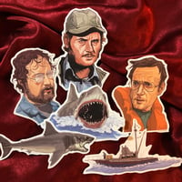 Image 2 of JAWS STICKER SET 6 Pack - Includes a FREE Quint Bday Card with Every Set!