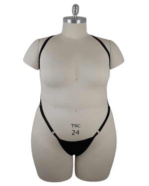 Black G-String Body Harness (Silver)