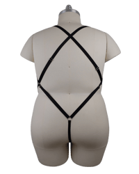 Image 3 of Black G-String Body Harness (Silver)