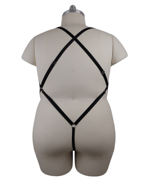 Black G-String Body Harness (Silver)