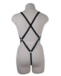 Image 5 of Black G-String Body Harness (Silver)