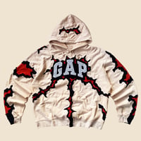 Image 1 of REWORKED GAP CRACKY BEIGE HOODIE SIZE M