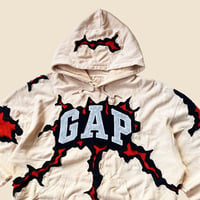 Image 2 of REWORKED GAP CRACKY BEIGE HOODIE SIZE M