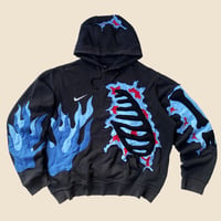 Image 1 of REWORKED NIKE FLAME CRACKY 3D PUFF SKELETON HOODIE SIZE L BOXY / XL