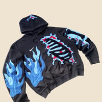 Image 2 of REWORKED NIKE FLAME CRACKY 3D PUFF SKELETON HOODIE SIZE L BOXY / XL