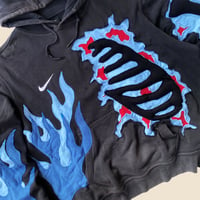 Image 3 of REWORKED NIKE FLAME CRACKY 3D PUFF SKELETON HOODIE SIZE L BOXY / XL