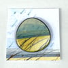 Colourful Coastal Inspired Porcelain Brooch in Yellow and Blue (Rounded)