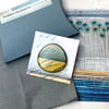 Colourful Coastal Inspired Porcelain Brooch in Yellow and Blue (Rounded)
