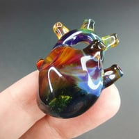 Image 2 of Fire oil stained anatomical heart pendant 