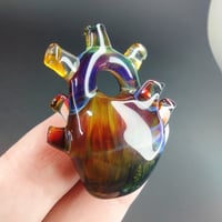 Image 1 of Fire oil stained anatomical heart pendant 