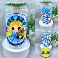 Image 1 of Princess Cinderella x Rag doll 16oz glass can tumbler 