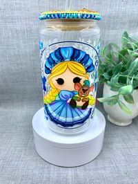 Image 3 of Princess Cinderella x Rag doll 16oz glass can tumbler 