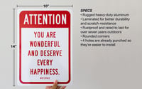 Image 2 of  ATTENTION: You are Wonderful sign 