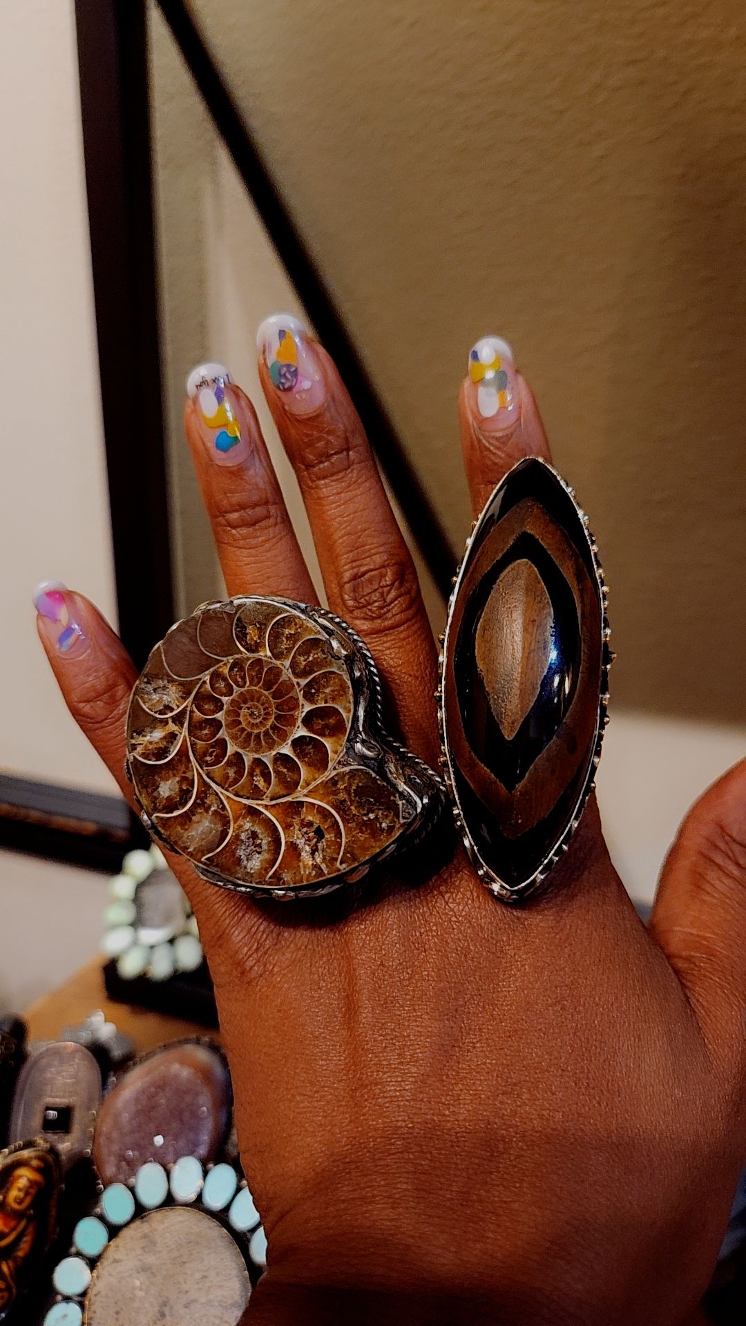 Image of EB Handcrafted Goddess Rings: Fossil & Water Buffalo Horn